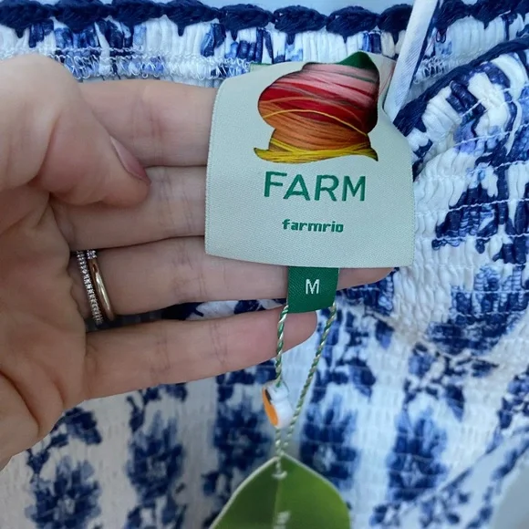 Farm Rio Blue and White Maxi Scarf Dress - Picture 6 of 10